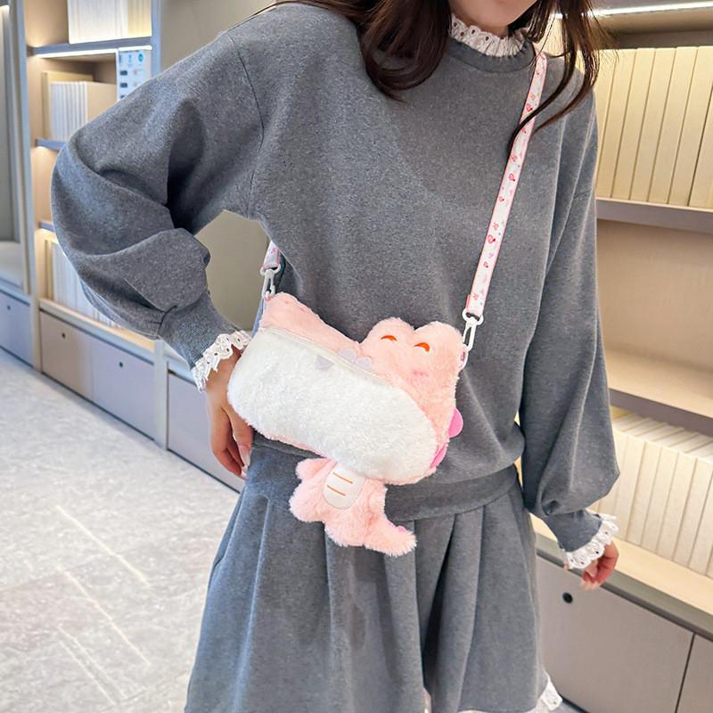 Crocodile Plush Toy Bag With Soft Short Plush For Kids And Teens