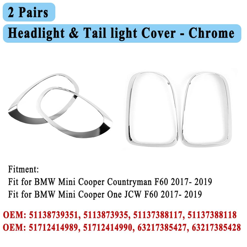 Headlight / Tail Lights Shell Cover Ring Decoration Trim Sticker for MINI Countryman Cooper F60 One JCW 2017-2023 / 2017-2019
