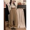 Kumikumi High Waist Drooping Wide-Leg Pants Female Autumn Stylish All-Matching Casual Pants Baggy Straight Trousers Mop Pants