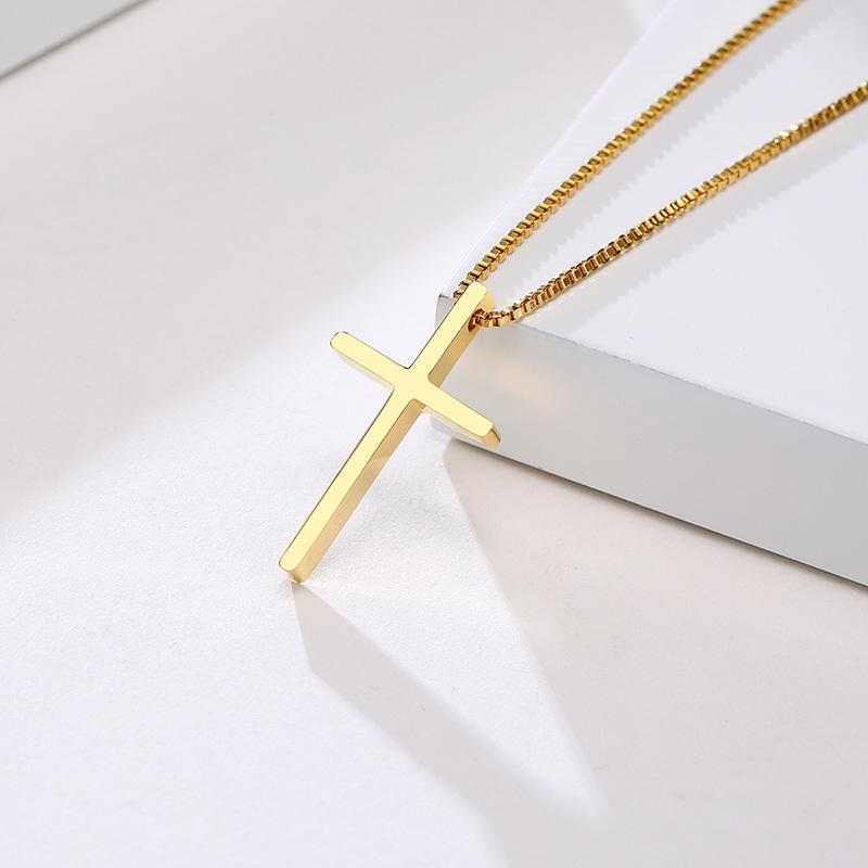 Vnox Simple Stainless Steel Cross Pendant Necklaces for Women, Prayer Religious Choker Collar Christian Gift Jewelry