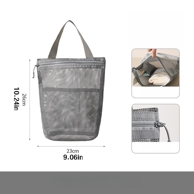 1pc Breathable Mesh Toiletries Storage Bag with Zipper Portable Multi-compartments Pen Pouches Travel Cosmetic Bag for Women Men