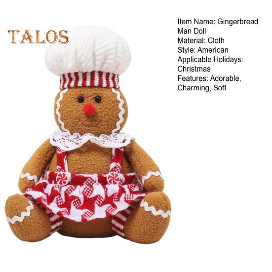 Bambola di Pan di Zenzero di Natale in Peluche Morbida Imbottita Giocattolo Bambola di Natale per Decorazioni Festive Ragazza Ragazzo Seduto Giocattolo Pan di Zenzero per Esposizione su Porta Scaffale
