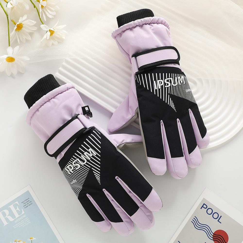 Ski Gloves for Men and Women Outdoor Winter Thickened Windproof Water Splashing Cold and Velvet Touch Screen Riding Warm Gloves