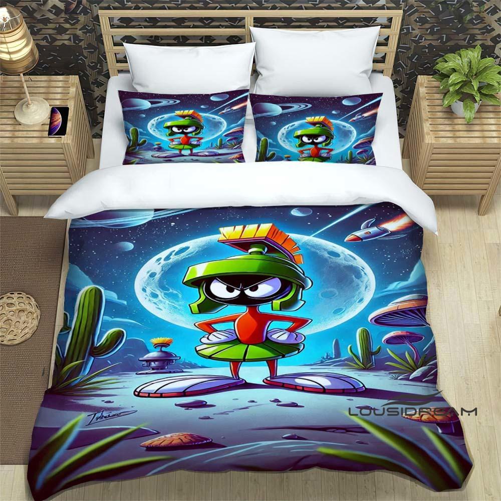 2026 New Cartoon "Marvin The Martian" Themed Duvet Cover and Pillowcase Set, Children's Bedding Set, Bedroom Decor