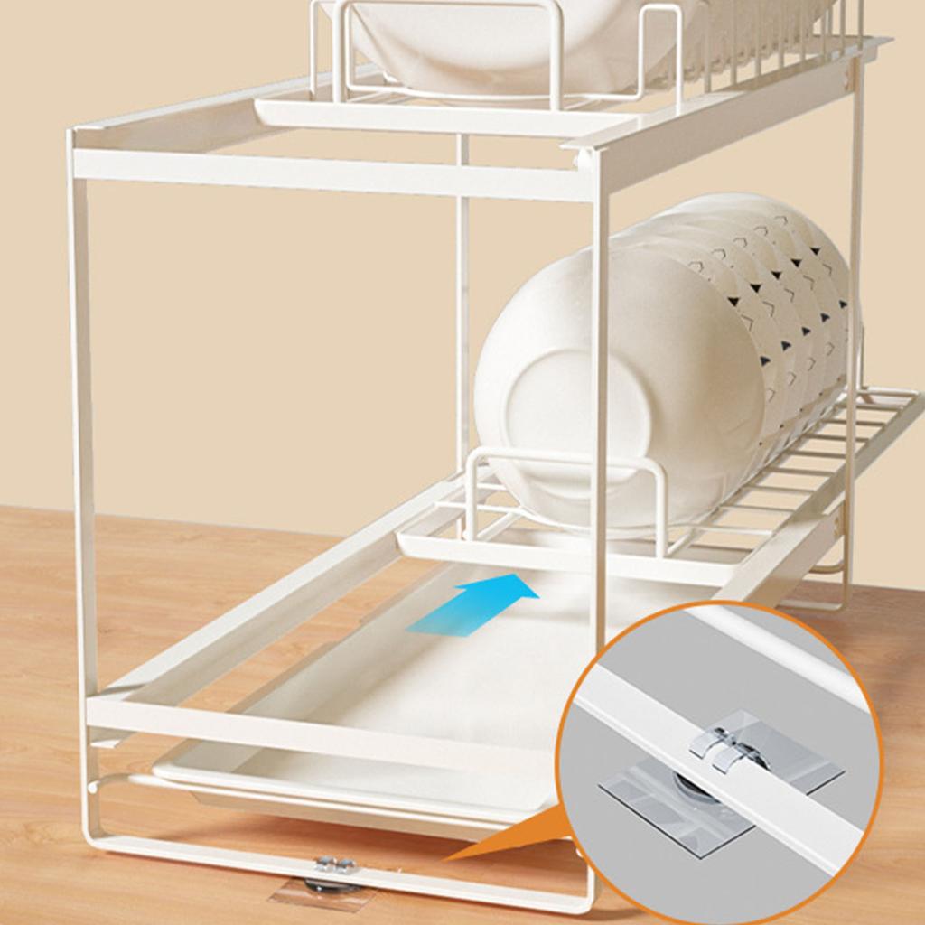 Pull Out Cupboard Multifunctional Iron Wire Dish Drainer Rack Organizer for Kitchen