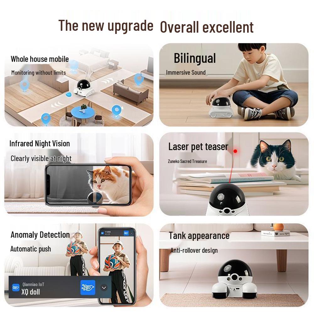 Little Tank Dual-Screen HD Pet Teasing Robot Camera