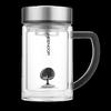 Heenoor Double Wall Glass Tea Cup with Handle and Infuser, 435mL
