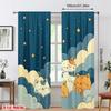 Blackout Jit Cute Cats Printed Curtains Polyester Kids Room Window Decor Home Curtain Set Of 2 Made With Rod Pocket Washable Children's Ready