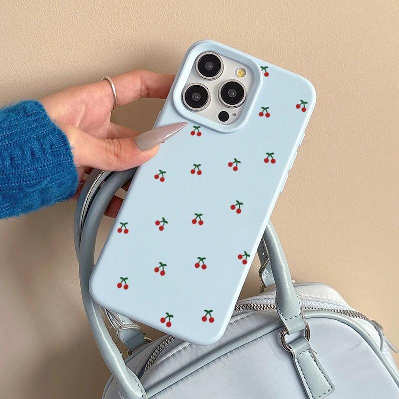 Cute Cartoon Cherry iPhone Case For iPhone 17 16E 16 15 14 13 12 11 Pro Max 7 8 Plus X XR Soft Silicone Protective Phone Cover