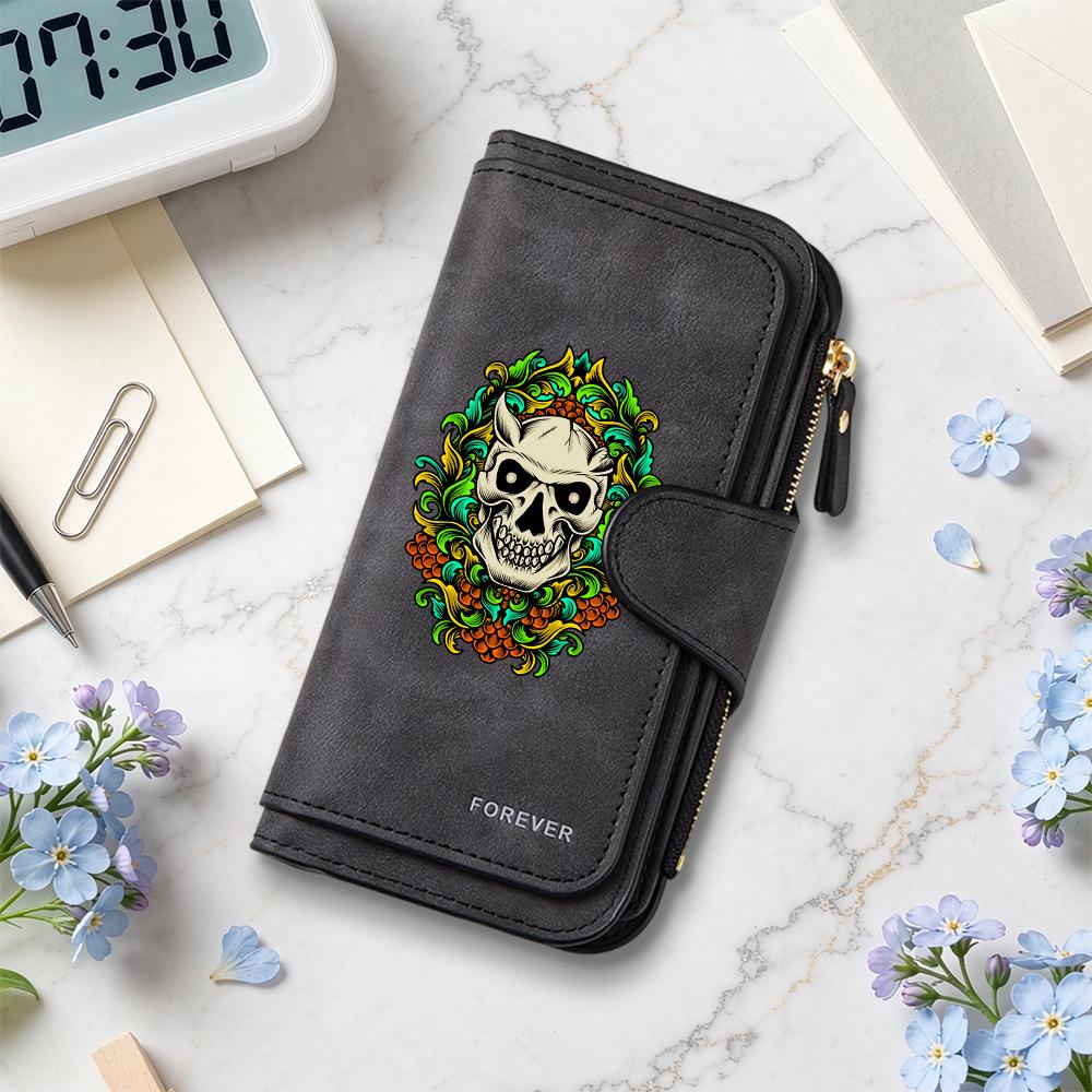 Gothic Skull Pattern Long Wallet for Women