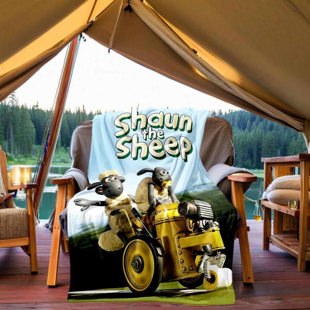 1pc Sheep Shaun Outdoor Blanket Lightweight Flannel, Soft & Warm, All-Season Use for Sofa, Outdoor, Camping, Living Room035