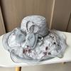 Ladies Small Fresh Three-dimensional Flower Lace Mesh Gauze Hat Summer Sun Protection Bucket Hat Seaside Face Protection Sun Protection Beach Hat