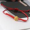 Handmade Red Braided Rope Bracelet With Gold Goat Charm Adjustable Size Perfect For Zodiac Year Gift Daily Wear Lucky Accessory