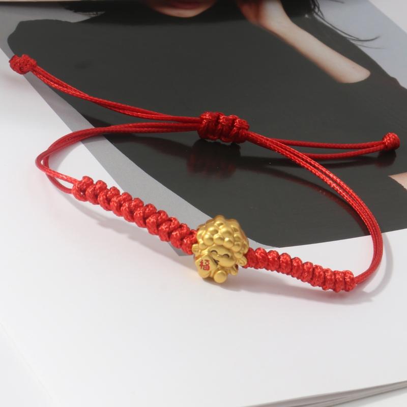 Handmade Red Braided Rope Bracelet With Gold Goat Charm Adjustable Size Perfect For Zodiac Year Gift Daily Wear Lucky Accessory
