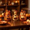 Fall Harvest Festival Home Decor 3PCS Rustic Autumn Wooden Ornaments, Animal Designs Retro Table Distressed Farmhouse Crafts, Decorative Handmade
