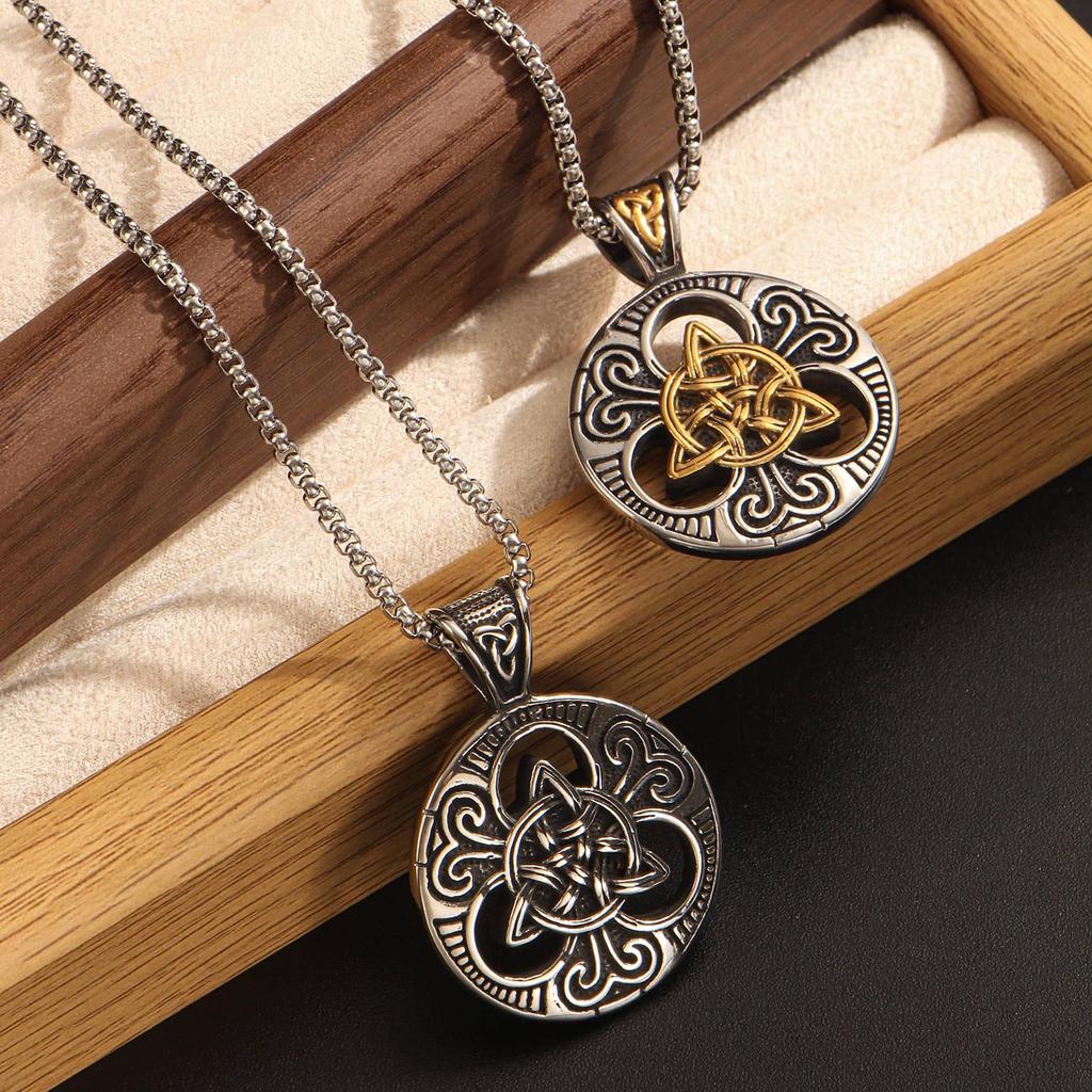 304 Stainless Steel Men's Celtic Knot Pendant Necklace