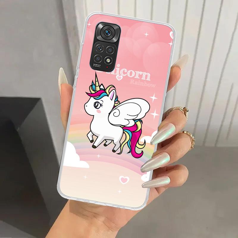 Pink Unicorn Rainbow Phone Case for Xiaomi Redmi Note 15 14 14S 13 12S 12 Pro 11S 11 Plus 11T 11E 10S Soft Funda Print Shell Red