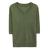 V-Neck Knitted Top Women's 3/4 Sleeve Thin Spring/Summer Orange Shirt Premium Mom Half Sleeve T-shirt