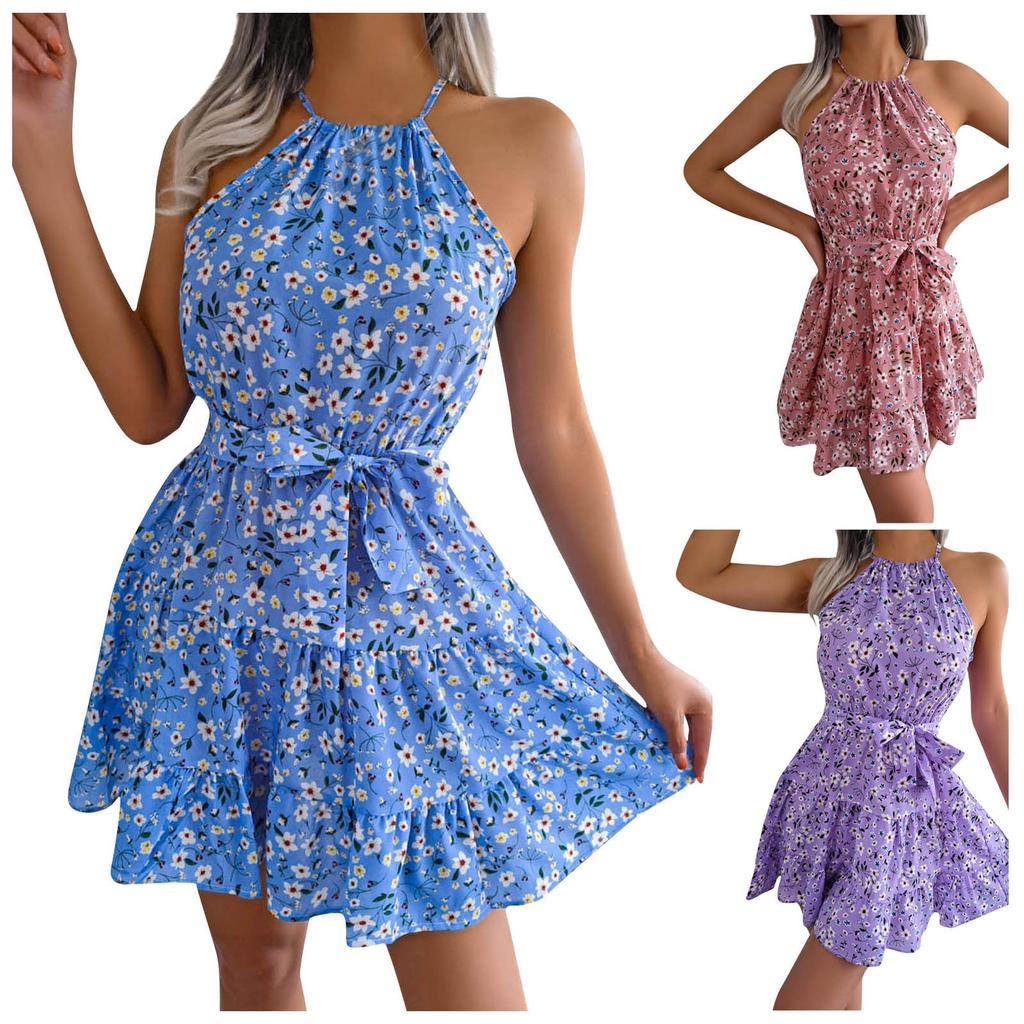 Women's Spring And Summer Temperament Falbala Floral Dress Beach Skirt