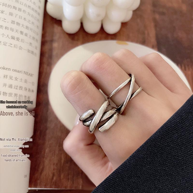 Lan Zhi 925 Sterling Silver Retro Open Ring - Unique Niche Design for Women
