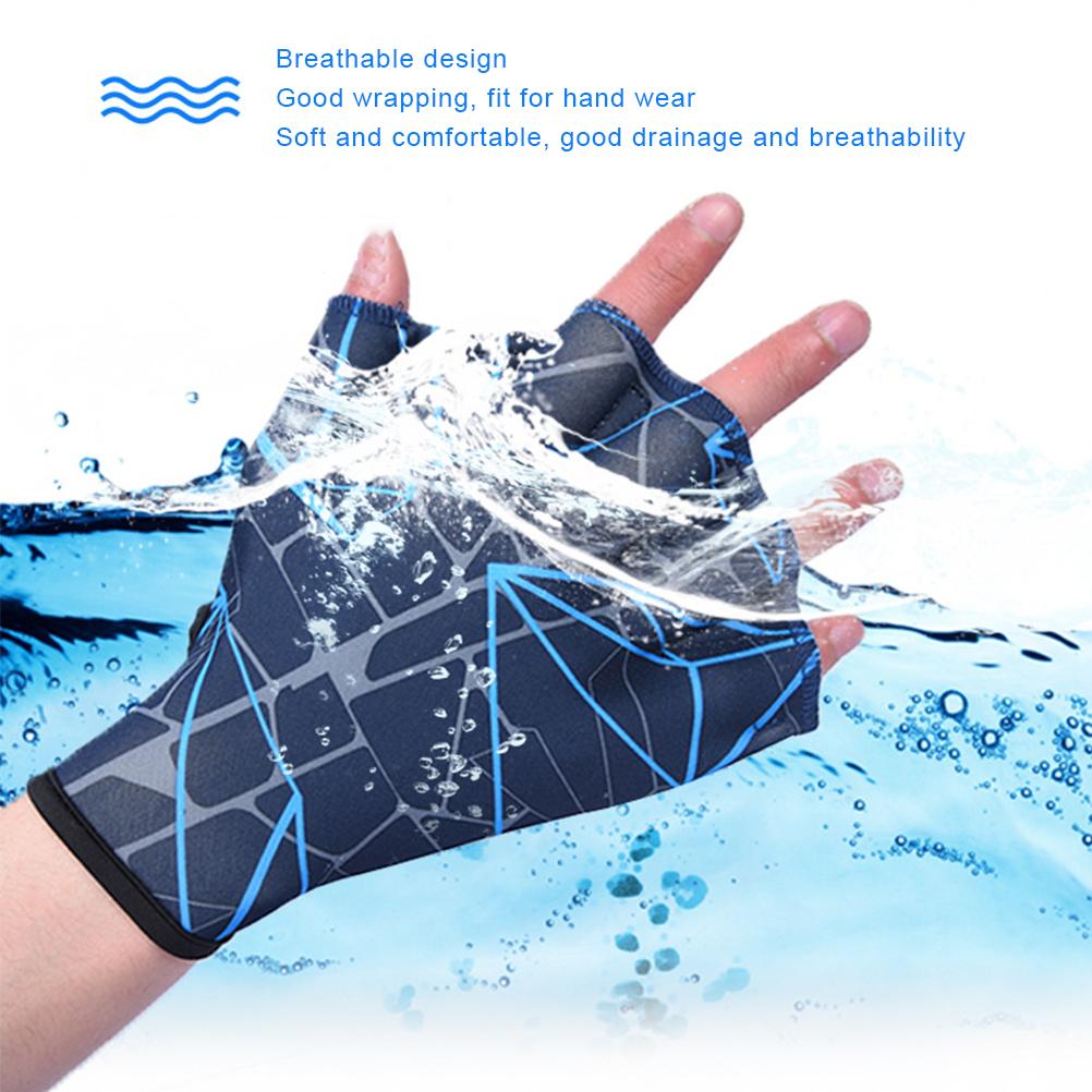 1 Pair Aquatic Swimming Training Gloves Webbed Swim Gloves Fingerless Water Resistance Training Gloves for Diving Surfing