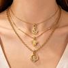 18K Gold-Plated Titanium Steel Necklace with Cross, Bee, and Butterfly Charms