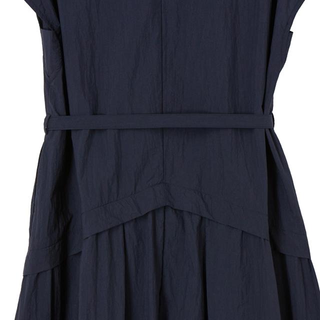 Rap Collar Sleeveless Belted Long Dress As2Wos71