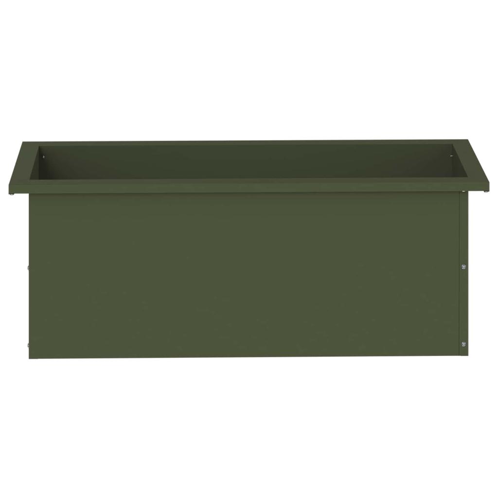 Garden Planter with LED Olive Green 30 X 80 X 30 Cm Steel