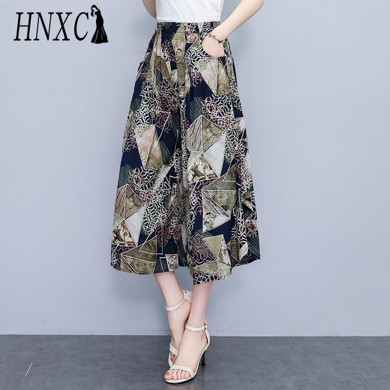 

HNXC Летние брюки больших размеров с широкими штанинами для женщин, свободные, в богемном стиле, летние брюки с высокой талией, женские брюки XL-4XL XXXL