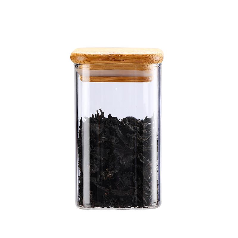 Transparent Glass Storage Jar for Grains & Dried Fruits - Large Capacity, Square & Sealed, Food-Grade Quality.