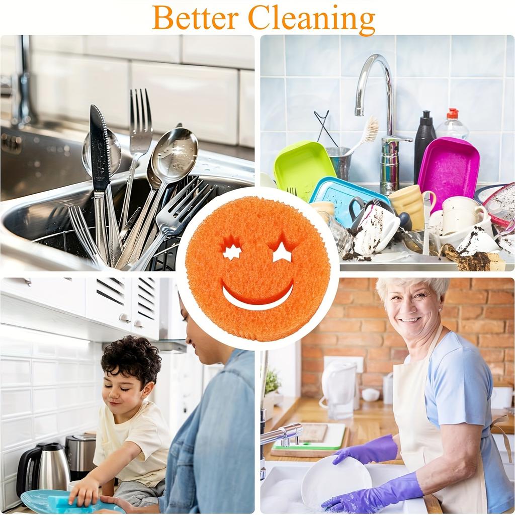 Polyurethane Multi-Purpose Scrub Sponges (3/6 Pack) - Scratch-Free Kitchen & Bathroom Cleaning Sponges - & Polymer Foam