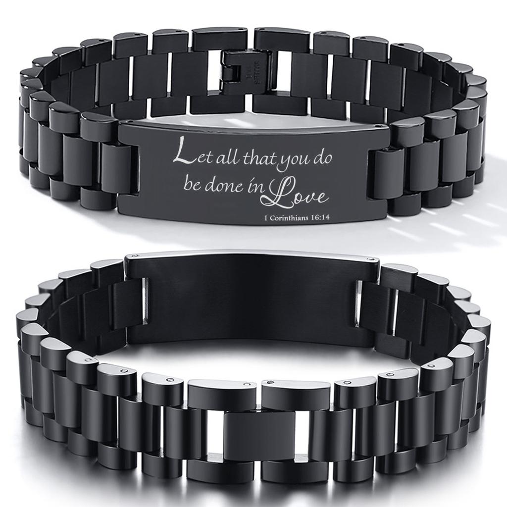 Vnox Assorted Bible Verse Bracelets for Men,Engraved Religious Scripture Quote Wristband,Faith Prayer Christian ID Bracelet Gift