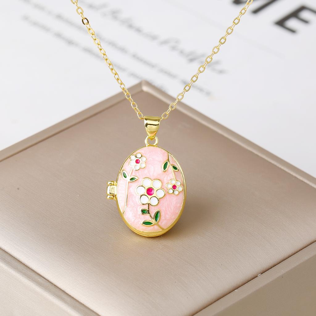 Luxury Enamel Art Handcrafted Rose Flower Pendant Necklace Creative for Women's Girls New Fashion Party Wedding Jewelry Gift