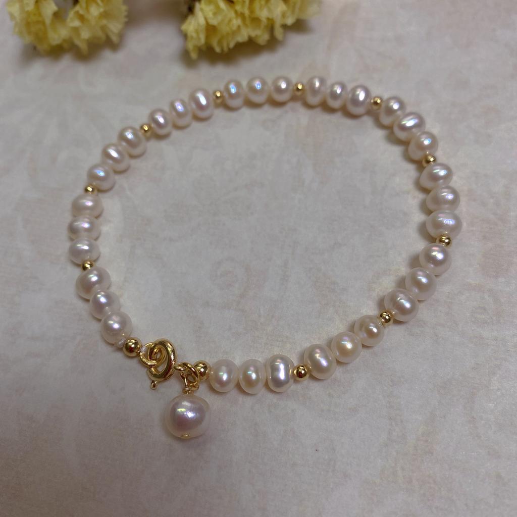 Baroque Special-shaped Pearl 14K Gold Bracelet Niche Ins Sense Retro French Cold Wind Bracelet Gift