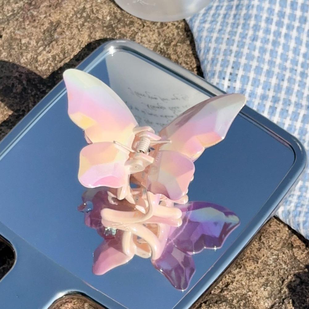 

Заколка для волос в виде листика для девочки, градиентный цвет, головной убор, новые заколки-крабы для волос с цветком, лето Butterfly-Purple