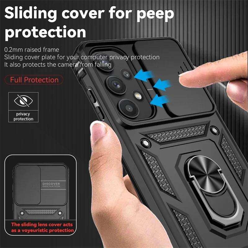 For Samsung Galaxy A14 A24 A54 A34  A05 A05S A15 A35 A55  A26 A36 A56 Case Ring Holder Shockproof Coque Lens Protect Cover