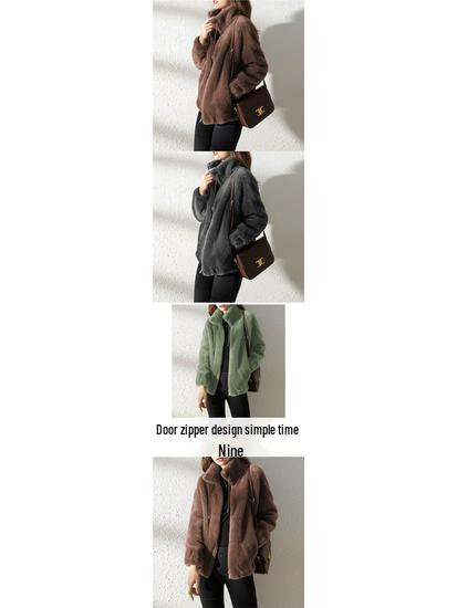 Women's Winter Double-Sided Fleece Coat: Thickened Stand Collar Cardigan Sweater with Zipper