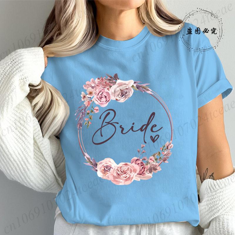 Bridal Graphic T Shirt for Women T Shirt Bride Team Tshirt Bride To Be Fashion T Shirt Women Bachelorette Party TShirt Tops T01