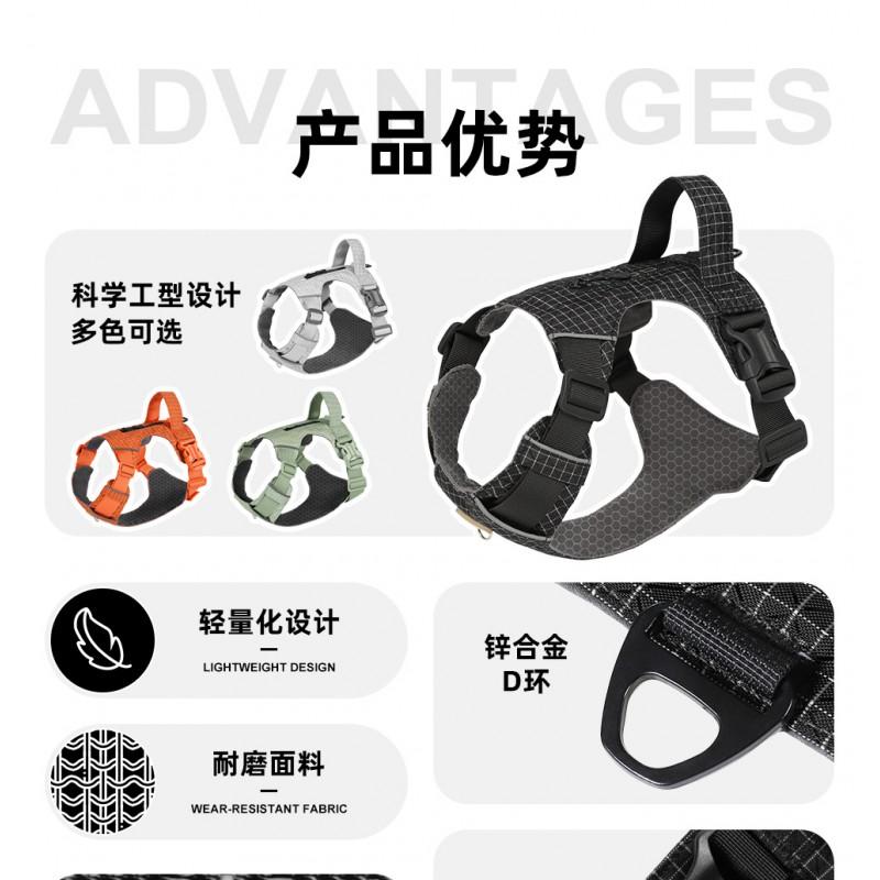 Lightweight Adjustable Dog Harness With Reflective Stripes Storage Pocket Small To Large Breeds