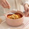 ZISIZ Double-Ear Ceramic Noodle Bowl with Lid & Utensils