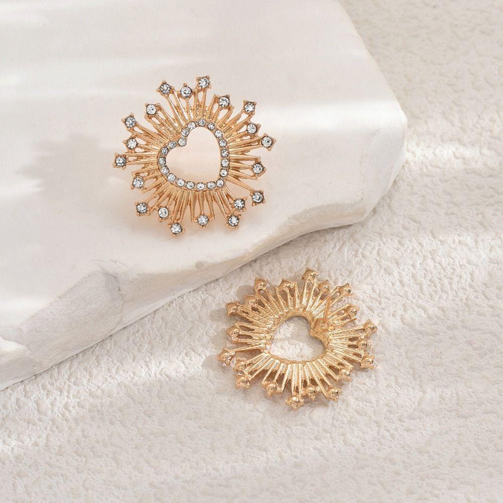 Sun Rhinestone Stud Earrings Zircon Heart Earring Luxury Star Earrings  Holiday