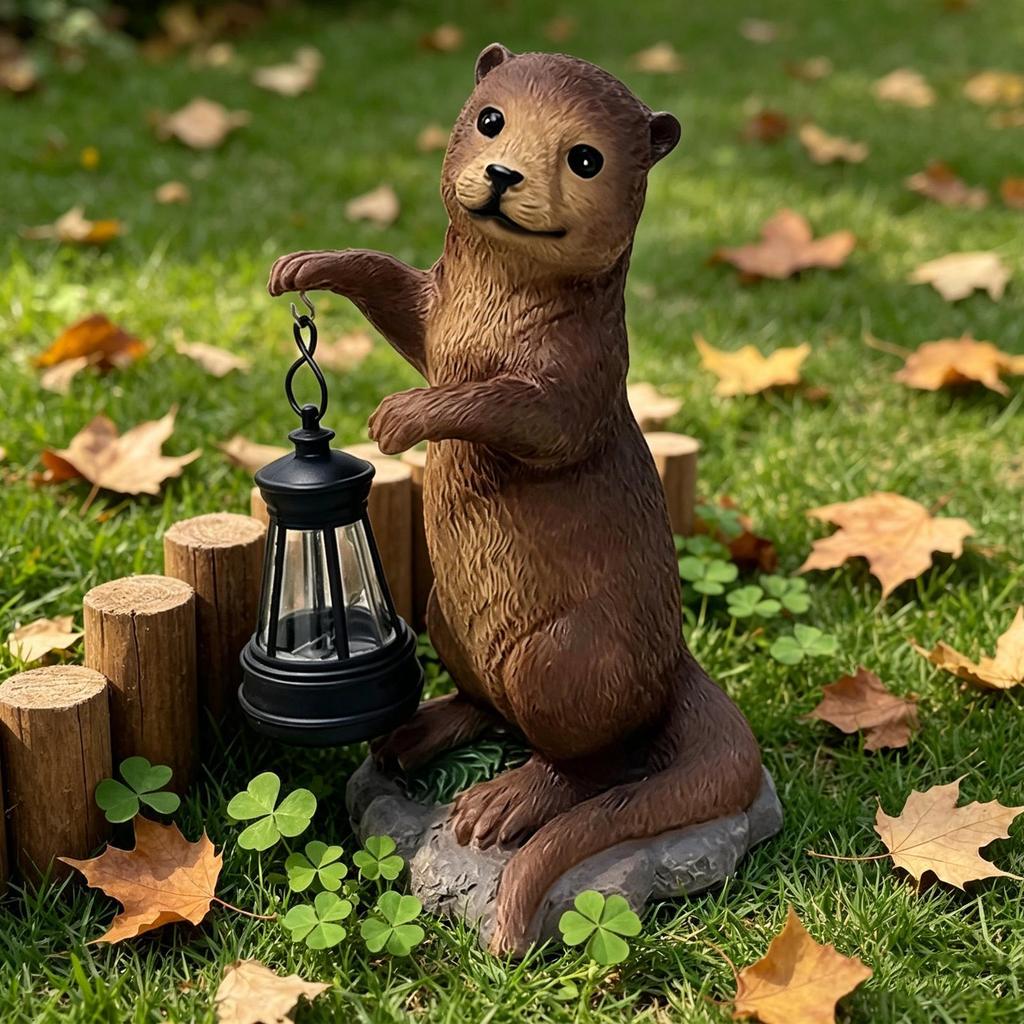 Solar Garden Statues Animal Figurine Light Outdoor Decor Solar Animal Statue With Lantern for Yard Backyard Lawn Patio Porch