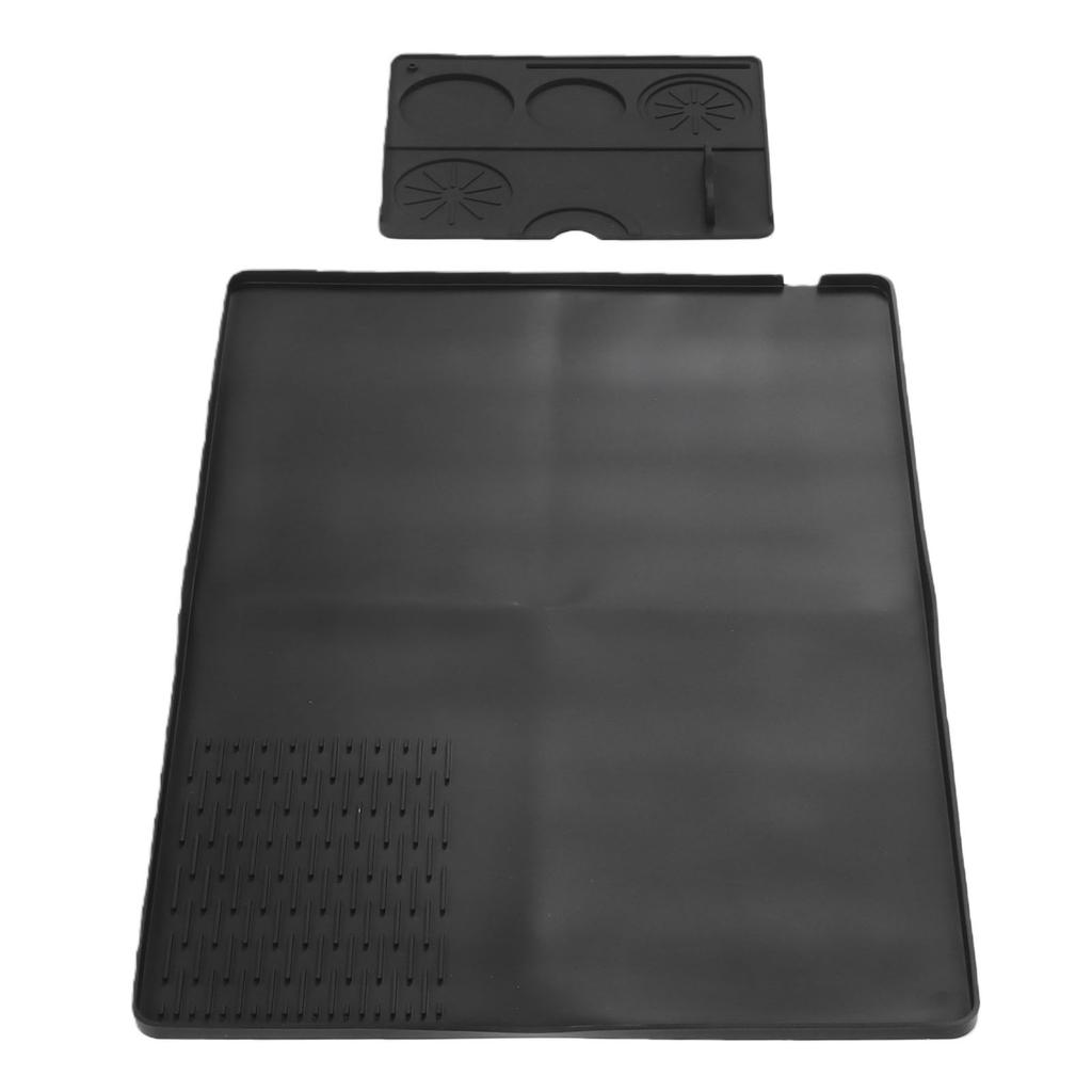 2 in 1 Silicone Coffee Mat Black Thickened Heat Proof Coffee Tamping Dish Drying Mat for Coffee Machine
