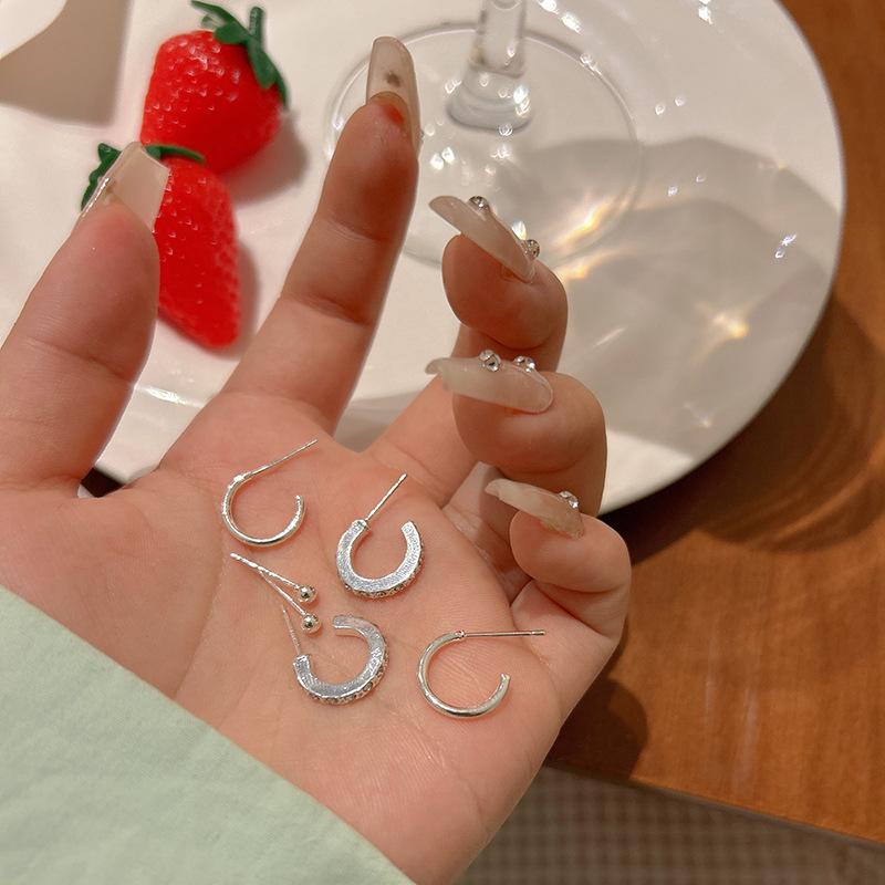 S925 Silver Needle Versatile Earrings Set – High-End, Light Luxury Forest Design for Women