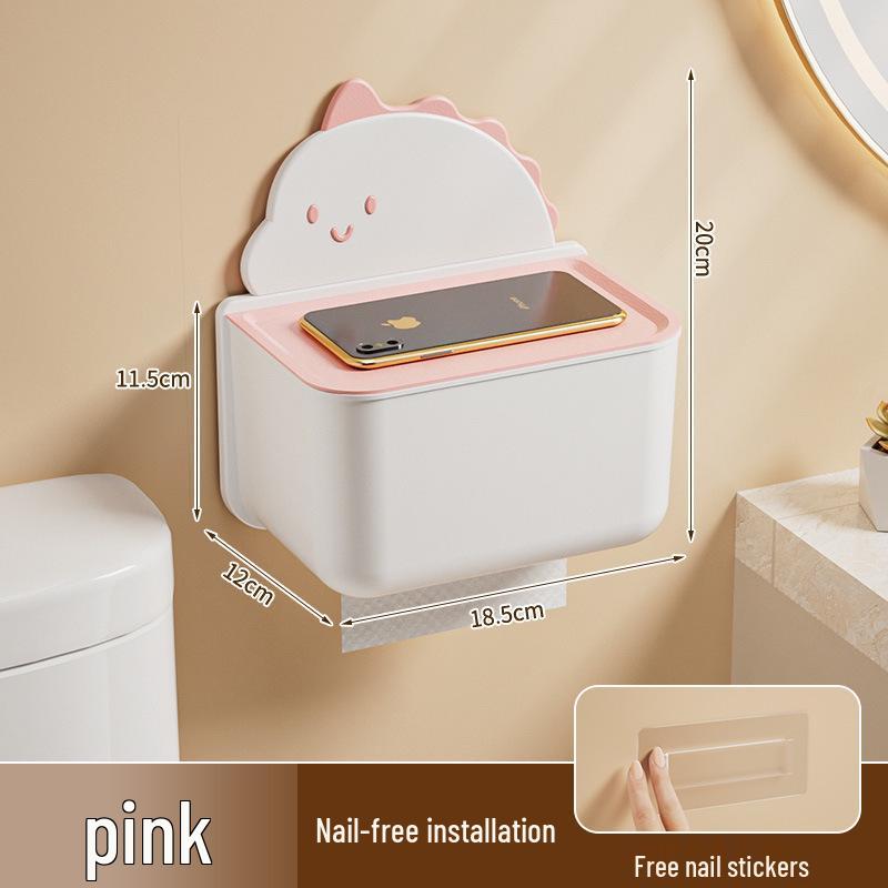 Wall-Mounted Punch-Free Cartoon Tissue Dispenser for Bathroom, Kitchen, and Living Room
