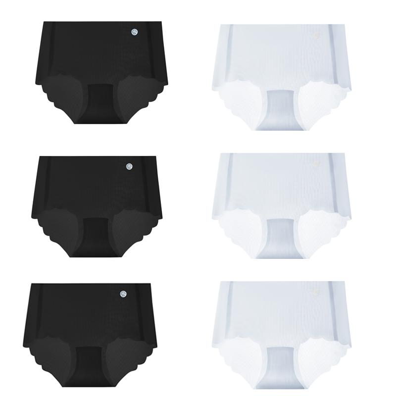 

6PCS Women Summer Seamless Thin Underwear Panties Ultra-thin Briefs Ice Silk Ladies High Quality Breathable Underpants Lingerie L(50-55kg)&6pcs