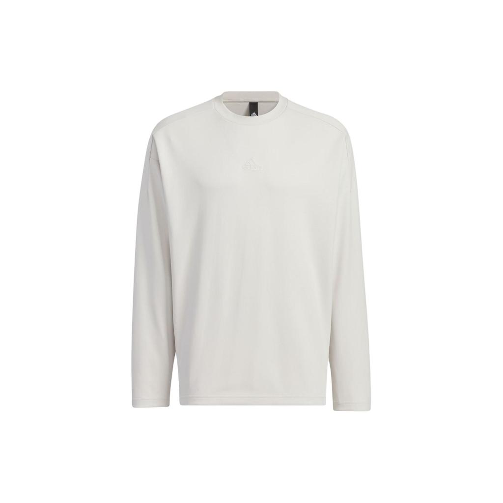 Adidas Sportswear Future Style Solid Logo Athletic Casual Crew Neck Long Sleeve T-Shirt Men Tops Talc IY8031