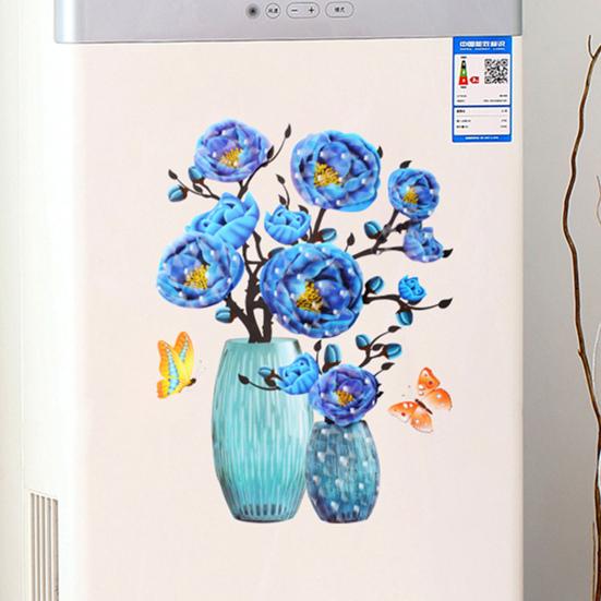 Creative Wall Decal Realistic Waterproof Bright-colored Self-adhesive Flower Vase