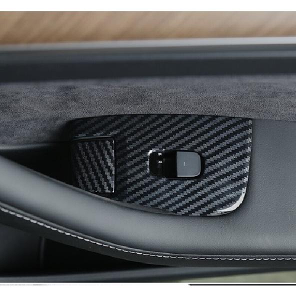 Window Lift Switch Panel Carbon Fiber Cover Trim For Tesla Model Y - 6P