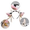 Women Hairband Milk Cow Ear Headband with Bowknot Ribbon Bell Decor Bendable Handmade Lightweight Headgear Costume Accessory